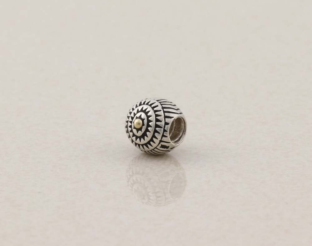 Sterling Silver Chamilia 925 & 14k Gold Bead Charm 3/8" x 3/8" - Picture 3 of 5